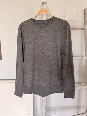 Quince Flowknit Ultra-Soft Performance Long Sleeve W/Pocket  Tee Charcoal Small